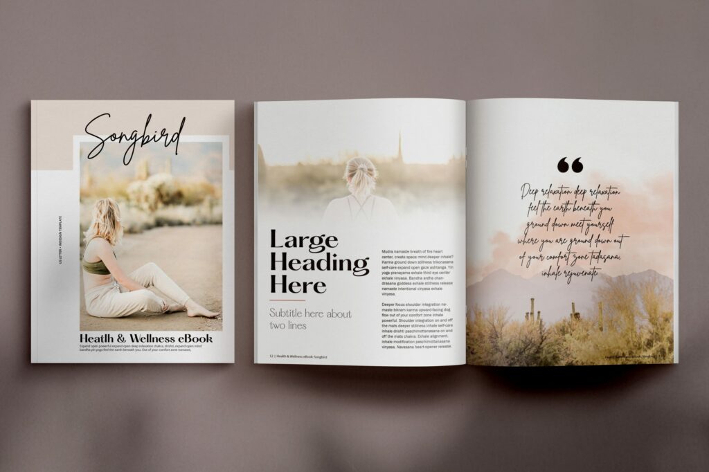 InDesign Songbird Magazine Cover and Open Mockup